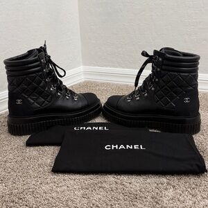 CHANEL Lace-Up Combat Boots - 38